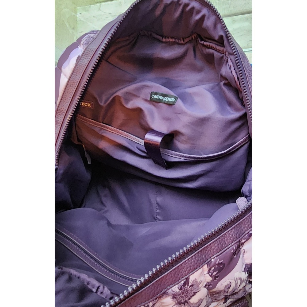 Cynthia Rowley Large Quilted Purple Lavender Floral Camo Weekender Diaper Bag - Picture 12 of 16